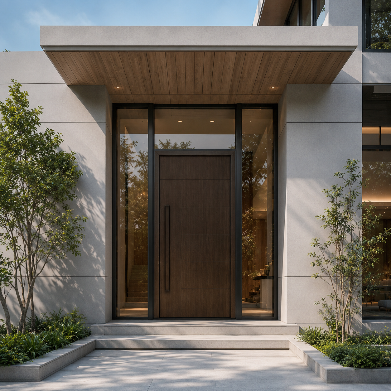 Glass curtain wall building facade