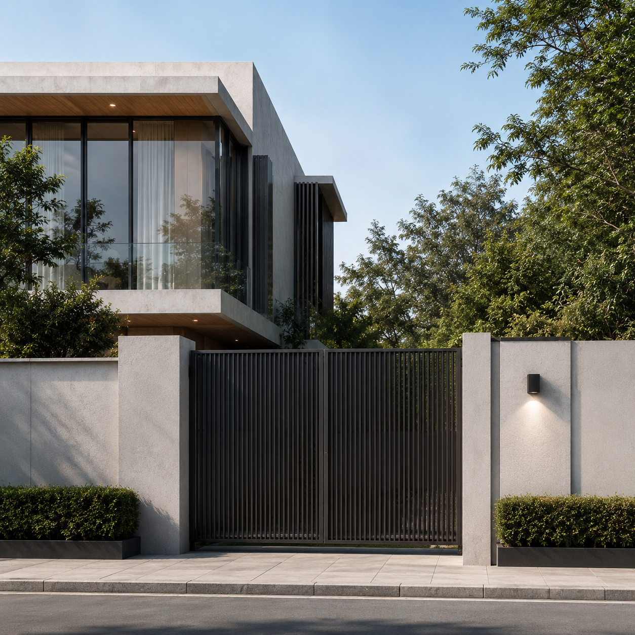 Glass curtain wall building facade