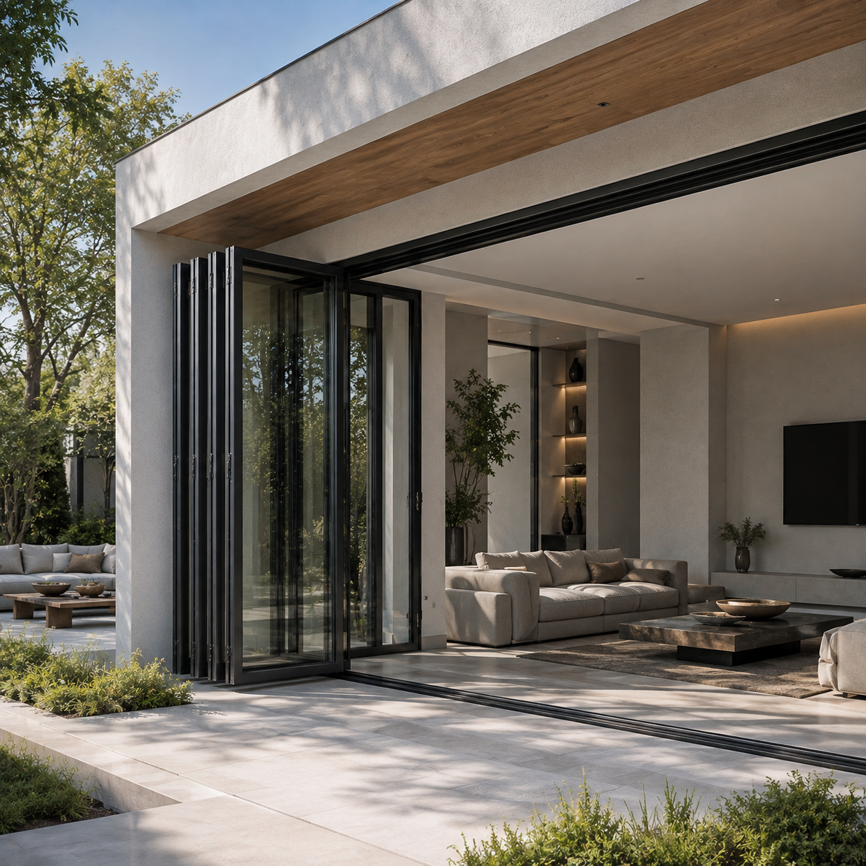 Glass curtain wall building facade