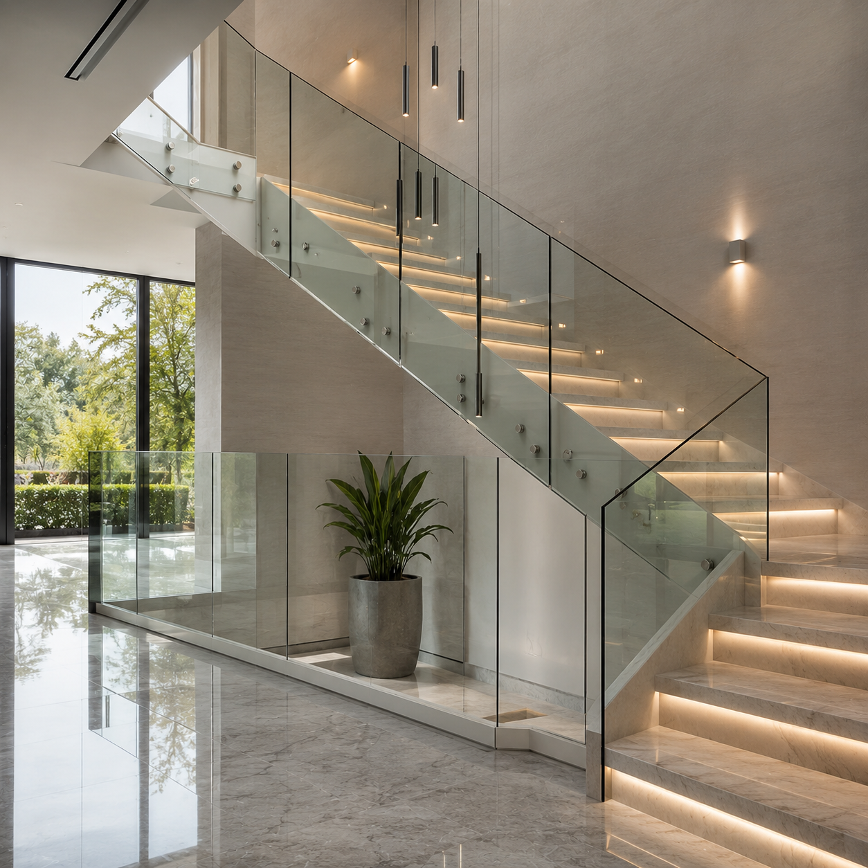Glass curtain wall building facade