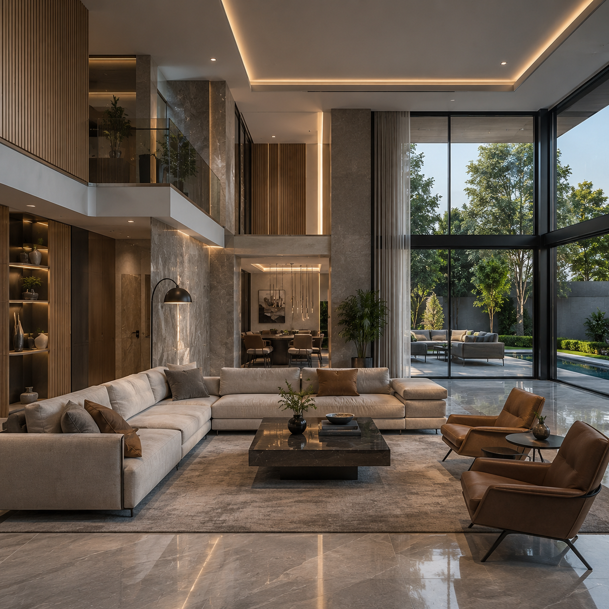 Glass curtain wall building facade