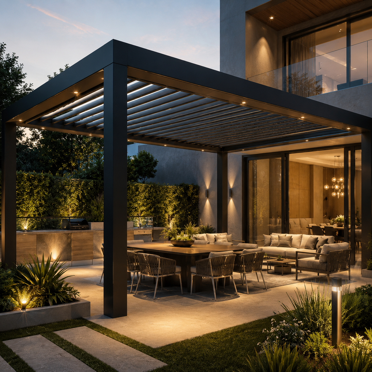 Glass curtain wall building facade